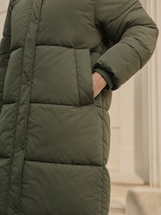 Khaki Green Shower Resistant Long Padded Coat - Image 10 of 13