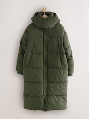 Khaki Green Shower Resistant Long Padded Coat - Image 11 of 13