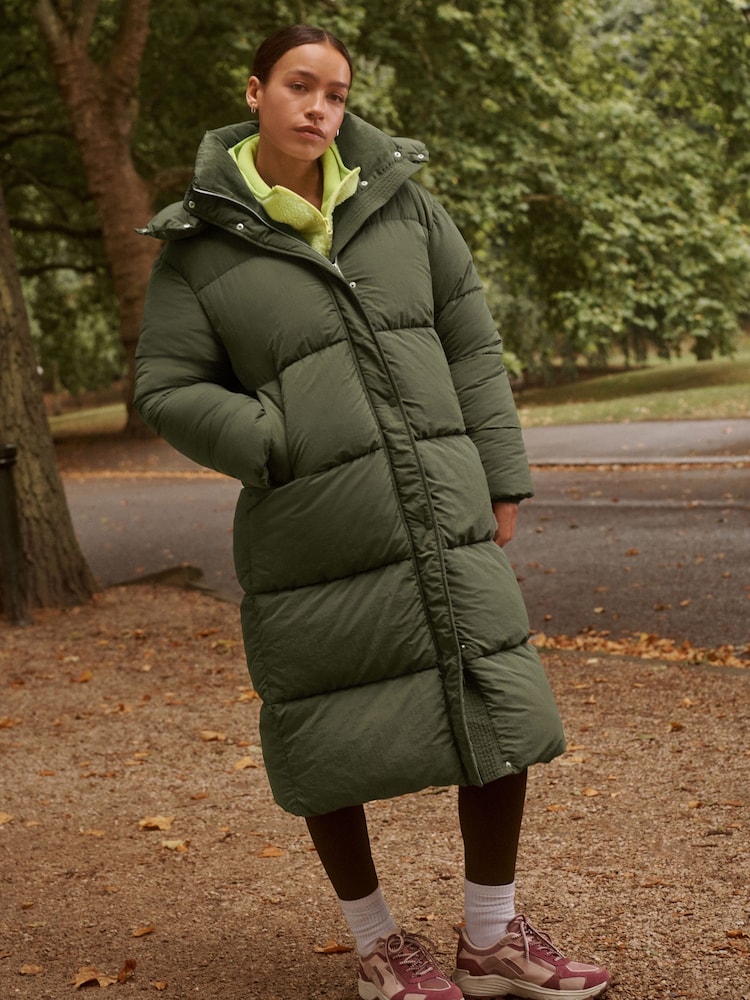 Khaki Green Shower Resistant Long Padded Coat - Image 2 of 13