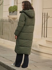 Khaki Green Shower Resistant Long Padded Coat - Image 5 of 13