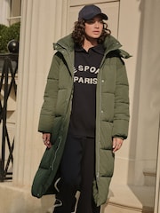Khaki Green Shower Resistant Long Padded Coat - Image 6 of 13
