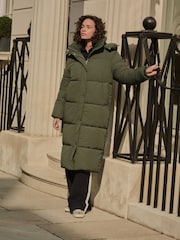 Khaki Green Shower Resistant Long Padded Coat - Image 7 of 13