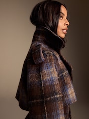 Chocolate Brown Check Trench Coat - Image 3 of 8
