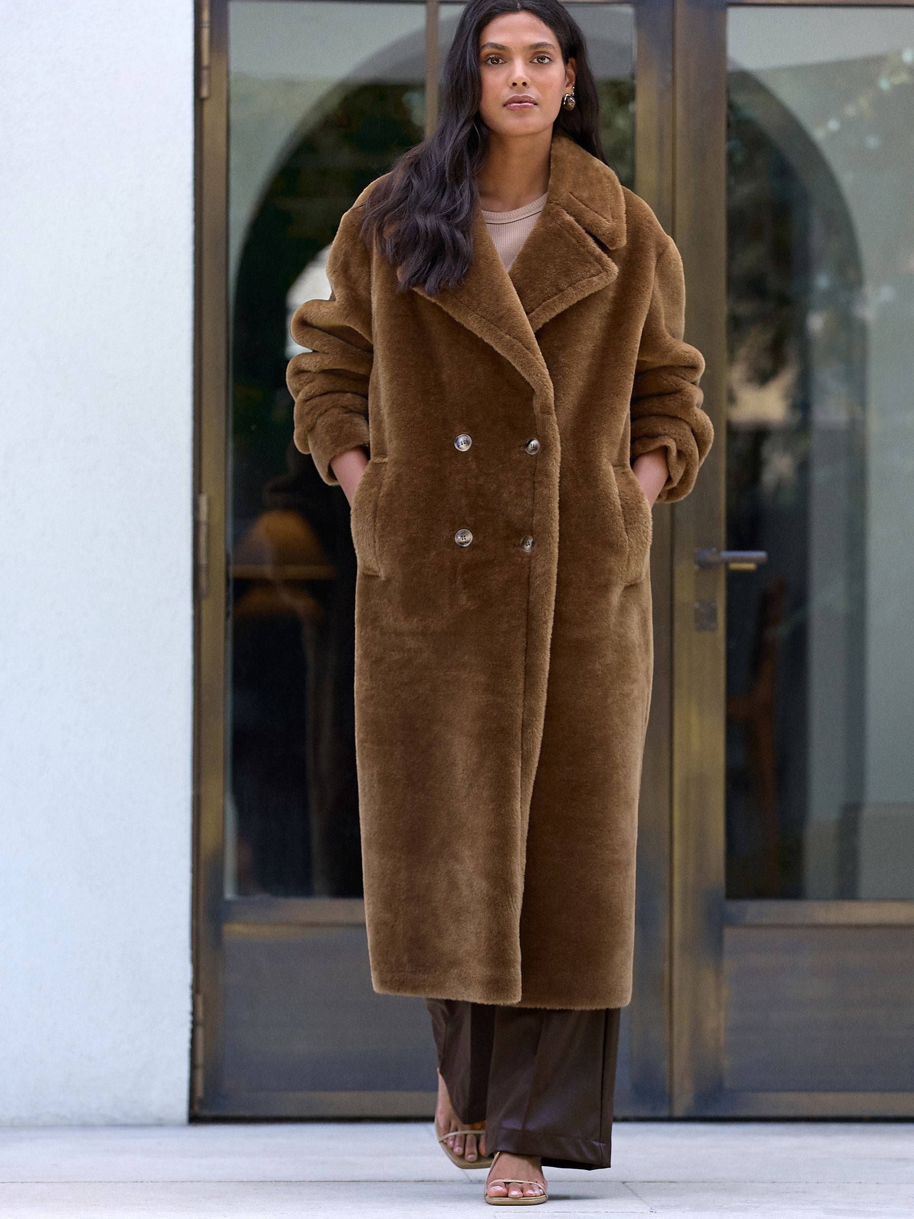 Buy Toffee Brown Faux Fur Maxi Coat from Next USA
