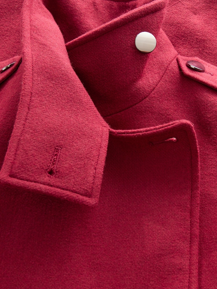 Red Formal Funnel Neck Coat - Image 10 of 10 Red Formal Funnel Neck Coat - Image 10 of 10