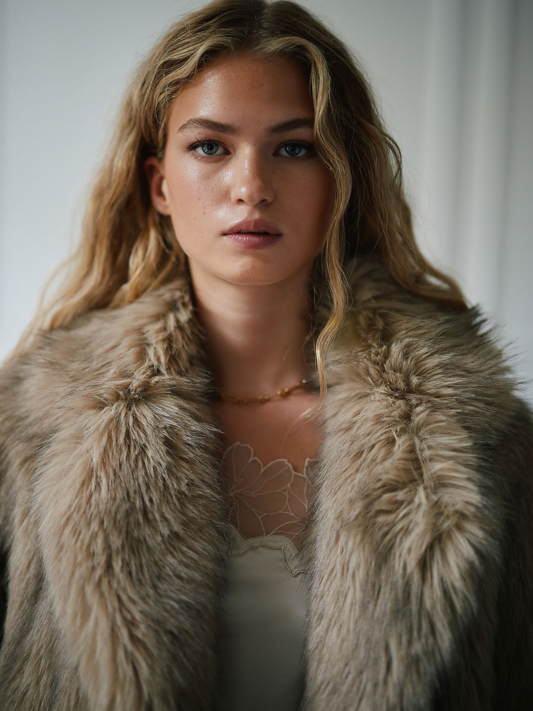 Buy Neutral Faux Fur Jacket from Next India