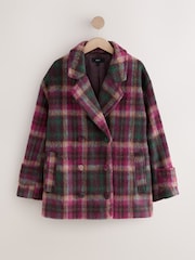 Pink Check Double Breasted Pea Coat - Image 1 of 7