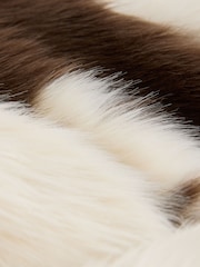 Cream Cow Print Faux Fur Coat - Image 2 of 3