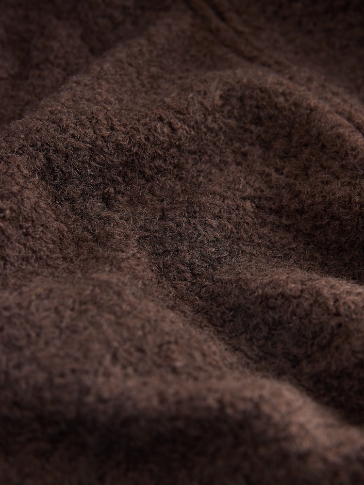 Chocolate Brown Coatigan Bomber Jacket with Detachable Faux Fur Collar - Image 8 of 8 Chocolate Brown Coatigan Bomber Jacket with Detachable Faux Fur Collar - Image 8 of 8