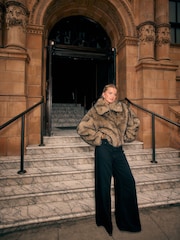 Neutral Faux Fur Zip Through Jacket - Image 2 of 8