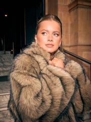 Neutral Faux Fur Zip Through Jacket - Image 4 of 8