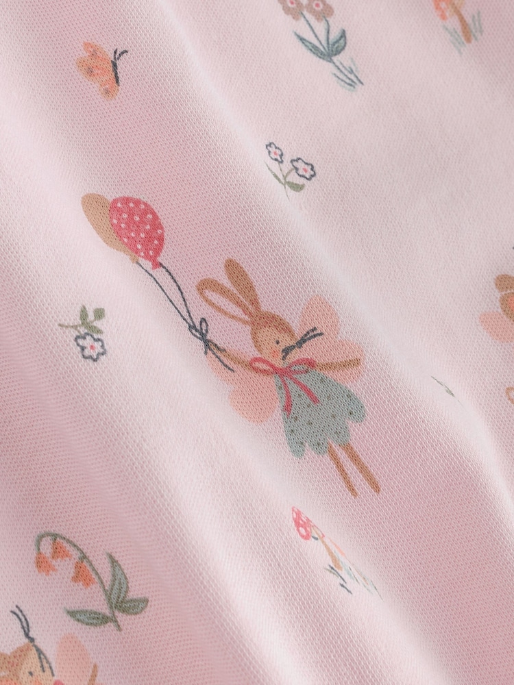Pink Mouse and Floral Print Baby 100% Cotton Rompers 3 Pack - Image 10 of 11