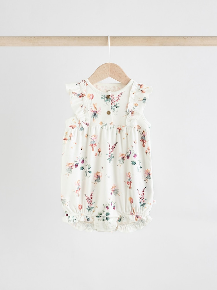 Pink Mouse and Floral Print Baby 100% Cotton Rompers 3 Pack - Image 4 of 11