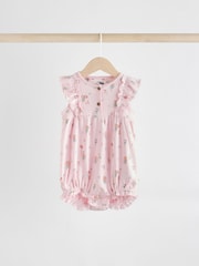 Pink Mouse and Floral Print Baby 100% Cotton Rompers 3 Pack - Image 6 of 11