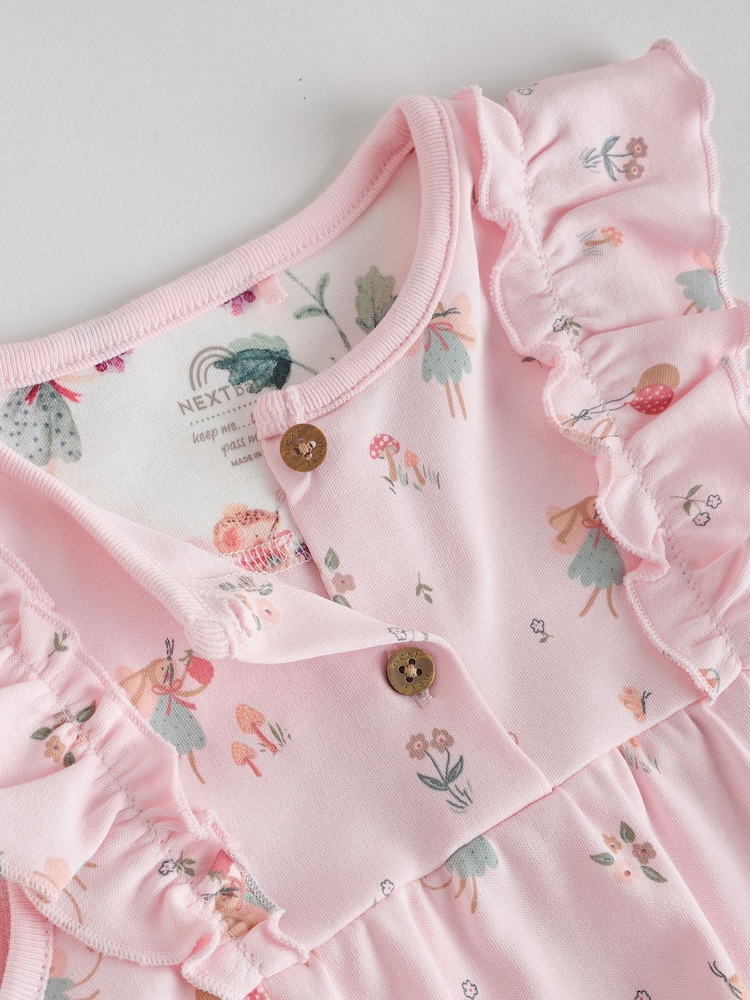 Pink Mouse and Floral Print Baby 100% Cotton Rompers 3 Pack - Image 9 of 11