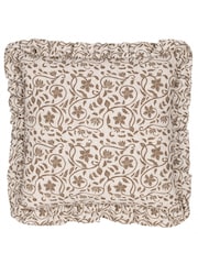 Paoletti Linen Olive Seventy Three Linen Filigree Cushion - Image 1 of 5