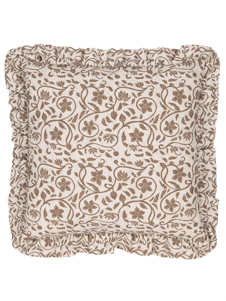 Paoletti Linen Olive Seventy Three Linen Filigree Cushion - Image 1 of 5