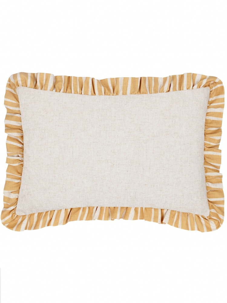Furn Linen Ochre Carmon Stripe Cushion - Image 3 of 5
