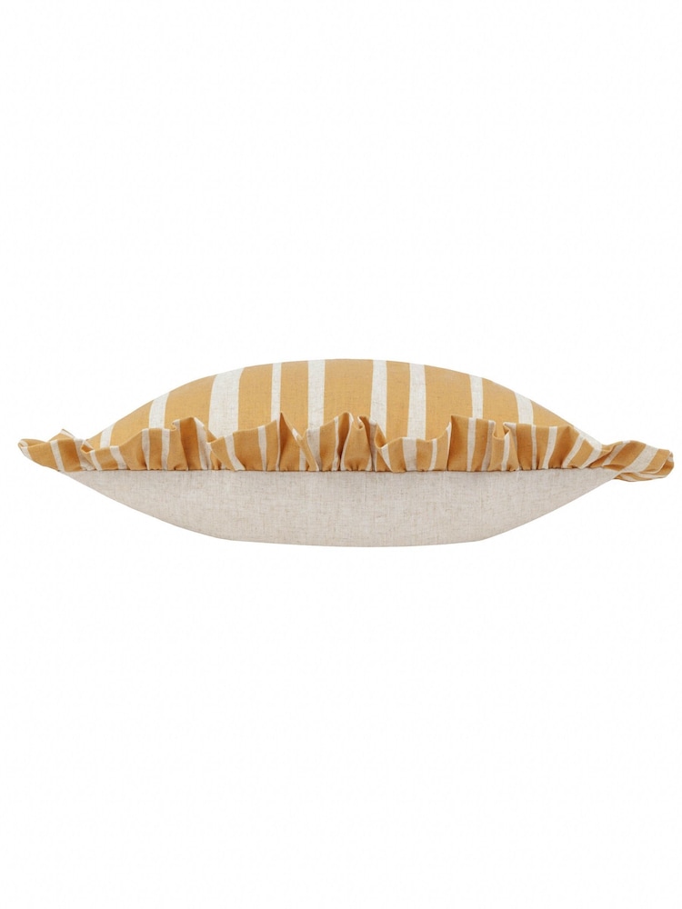 Furn Linen Ochre Carmon Stripe Cushion - Image 4 of 5