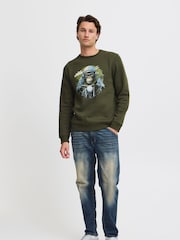 Blend Green Rust Animal Printed Crew Neck Jumper - Image 2 of 5