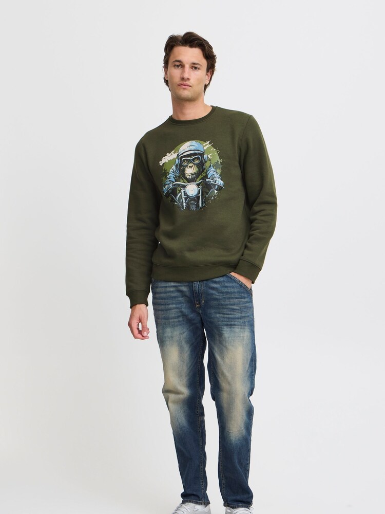 Blend Green Rust Animal Printed Crew Neck Jumper - Image 2 of 5 Blend Green Rust Animal Printed Crew Neck Jumper - Image 2 of 5