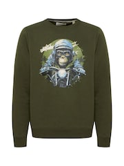 Blend Green Rust Animal Printed Crew Neck Jumper - Image 5 of 5