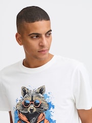 Blend White 100% Cotton Rocket Printed Short Sleeve T-Shirt - Image 3 of 5