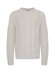 Blend White Crew Neck Cable Knit Jumper - Image 5 of 5