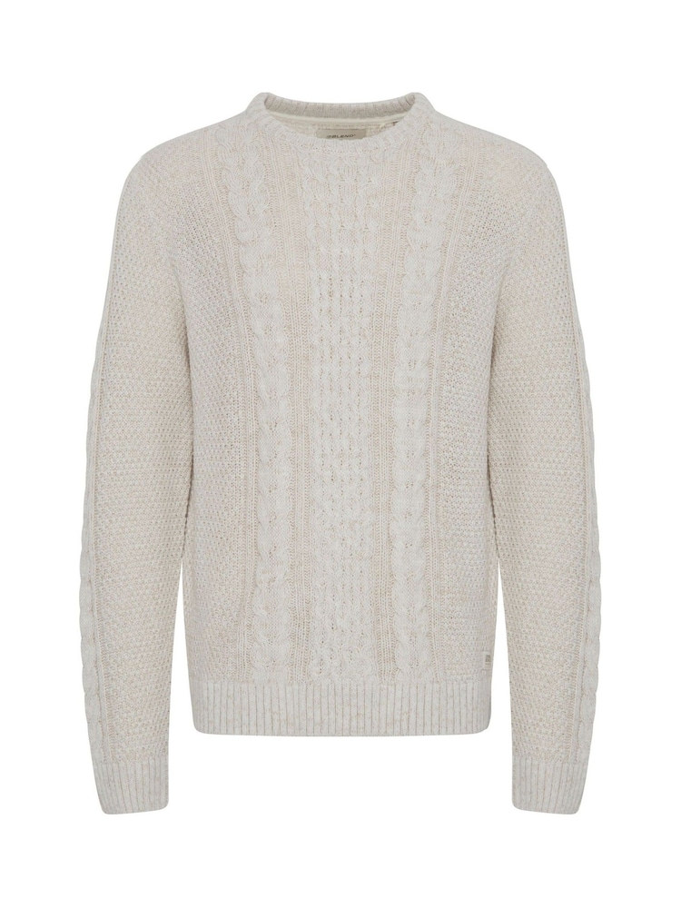 Blend White Crew Neck Cable Knit Jumper - Image 5 of 5
