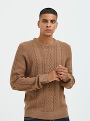 Blend Orange Crew Neck Cable Knit Jumper - Image 1 of 5