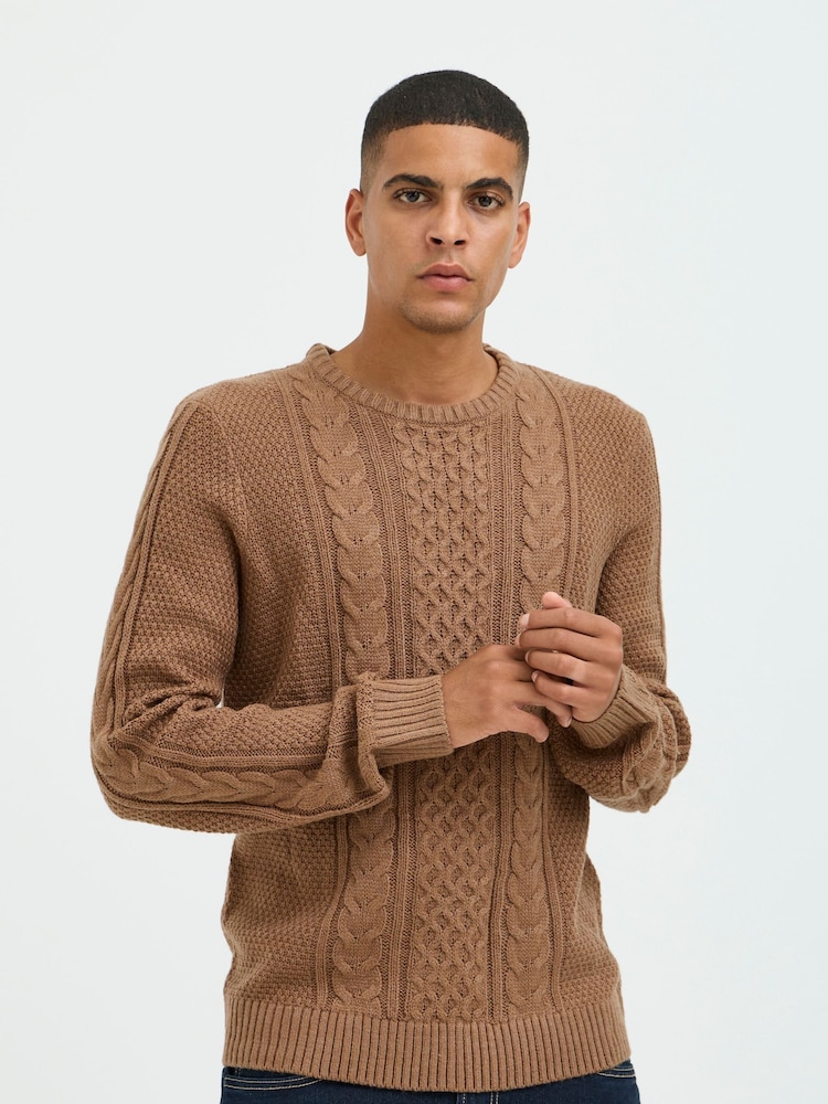 Blend Orange Crew Neck Cable Knit Jumper - Image 1 of 5