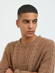 Blend Orange Crew Neck Cable Knit Jumper - Image 2 of 5