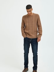 Blend Orange Crew Neck Cable Knit Jumper - Image 3 of 5
