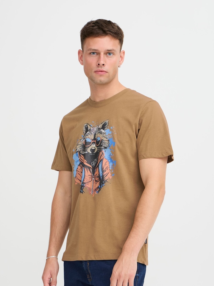 Blend Orange 100% Cotton Rocket Printed Short Sleeve T-Shirt - Image 1 of 5