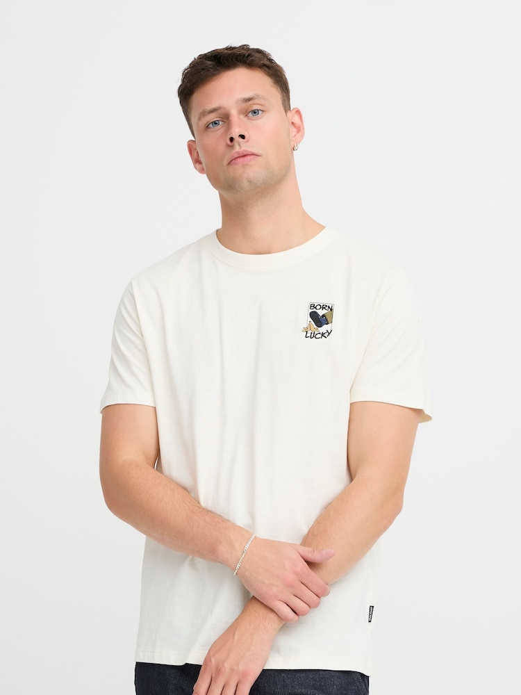 Blend Big & Tall White 100% Cotton T-Shirt with Chest Embroidery - Image 1 of 5