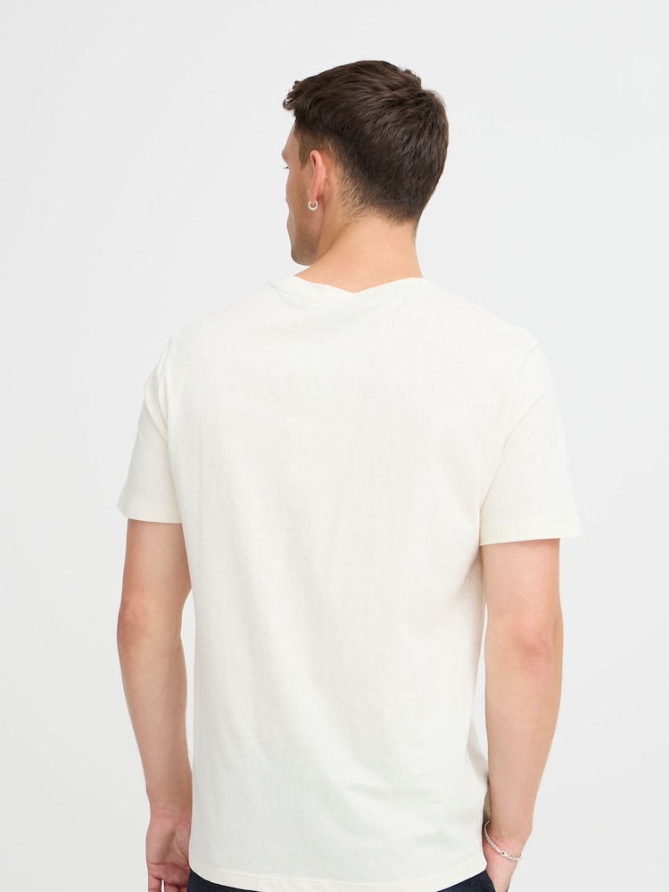 Blend Big & Tall White 100% Cotton T-Shirt with Chest Embroidery - Image 2 of 5