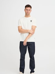 Blend Big & Tall White 100% Cotton T-Shirt with Chest Embroidery - Image 4 of 5