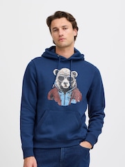 Blend Blue Olive Animal Printed Hoodie - Image 1 of 5