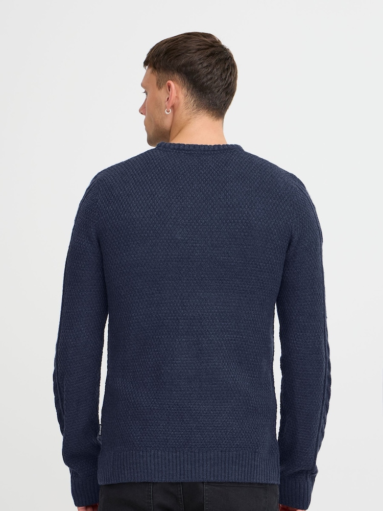 Blend Blue Crew Neck Cable Knit Jumper - Image 2 of 5