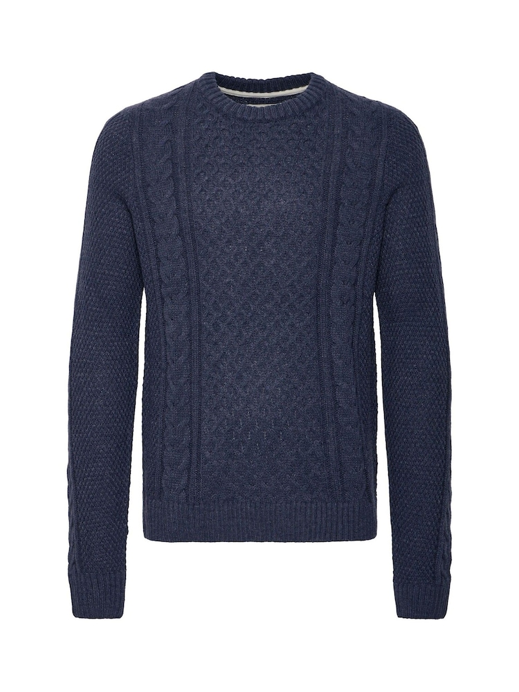 Blend Blue Crew Neck Cable Knit Jumper - Image 5 of 5