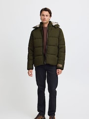Blend Green Hooded Puffer Coat - Image 2 of 5