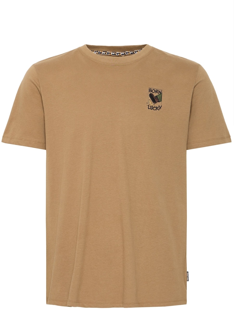 Blend Big & Tall Brown 100% Cotton T-Shirt with Chest Embroidery - Image 5 of 5