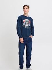 Blend Blue Rust Animal Printed Crew Neck Jumper - Image 2 of 5