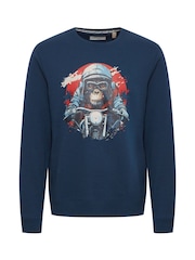 Blend Blue Rust Animal Printed Crew Neck Jumper - Image 5 of 5