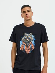 Blend Black 100% Cotton Rocket Printed Short Sleeve T-Shirt - Image 1 of 5