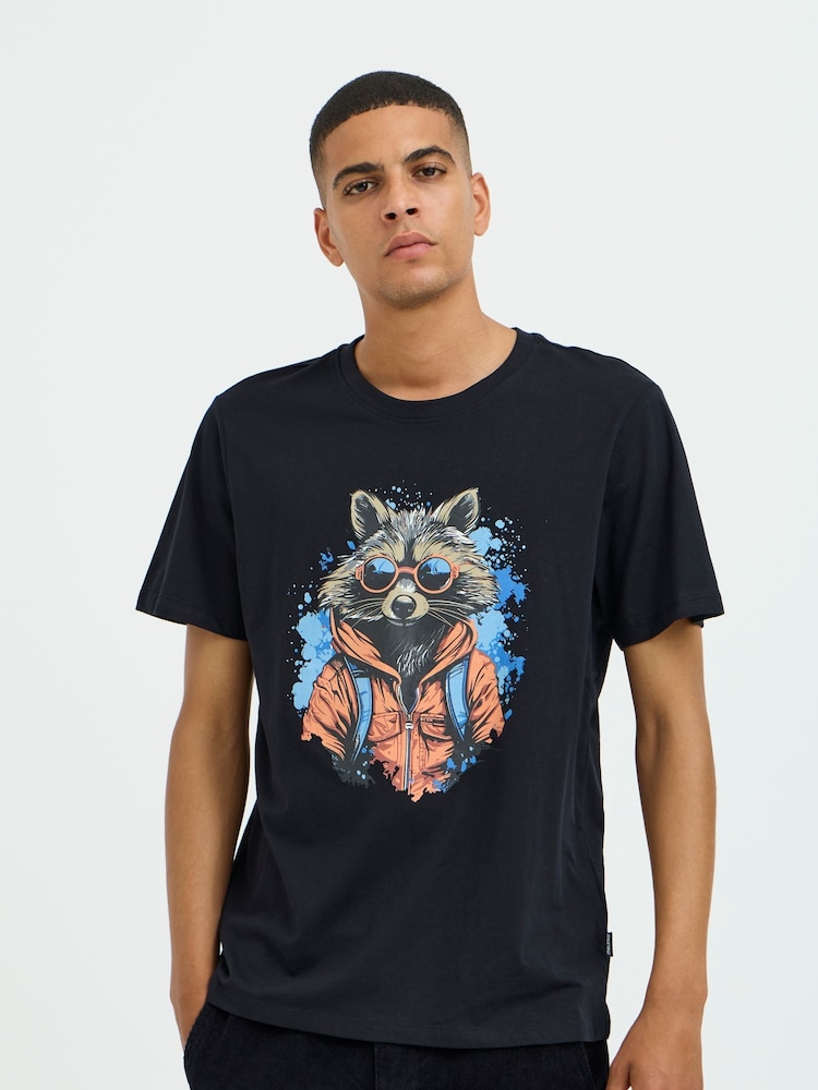 Blend Black 100% Cotton Rocket Printed Short Sleeve T-Shirt - Image 1 of 5
