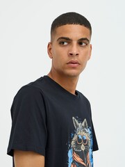 Blend Black 100% Cotton Rocket Printed Short Sleeve T-Shirt - Image 3 of 5