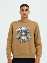 Blend Orange Rust Animal Printed Crew Neck Jumper - Image 1 of 5