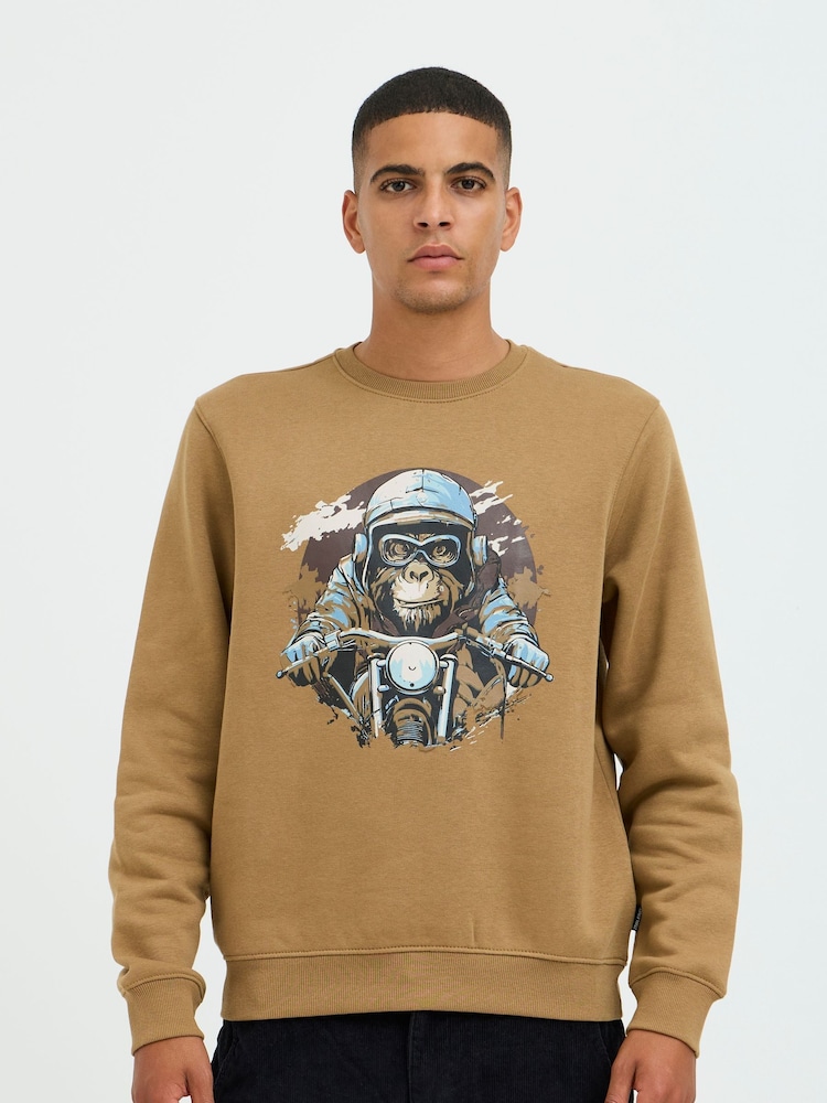 Blend Orange Rust Animal Printed Crew Neck Jumper - Image 1 of 5