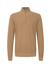 Blend Orange 1/4 Zip Funnel Neck Knitted 100% Cotton Sweatshirt - Image 5 of 5